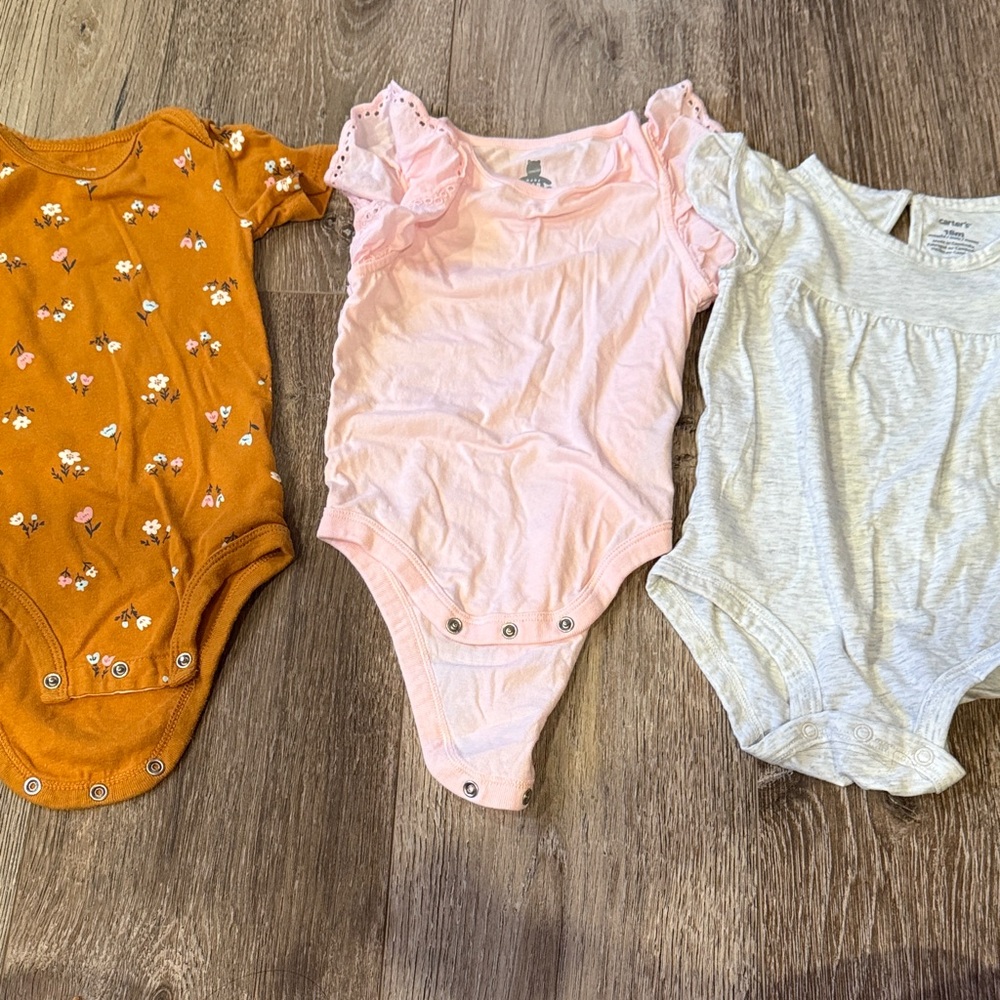 Lot of Baby Girl Bodysuits Size 12-18!